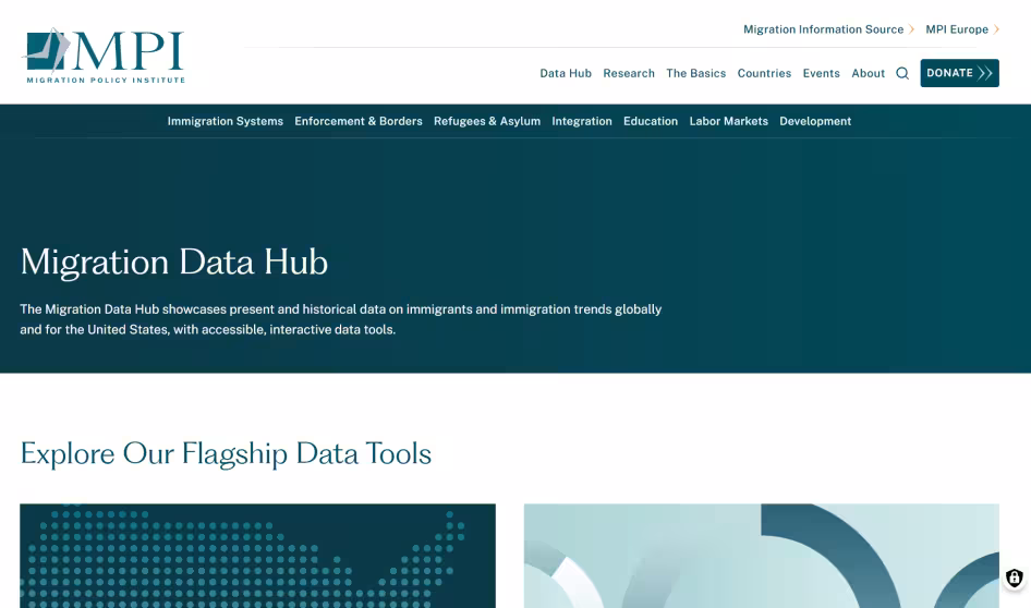 A screenshot of the MPI Migration Data Hub