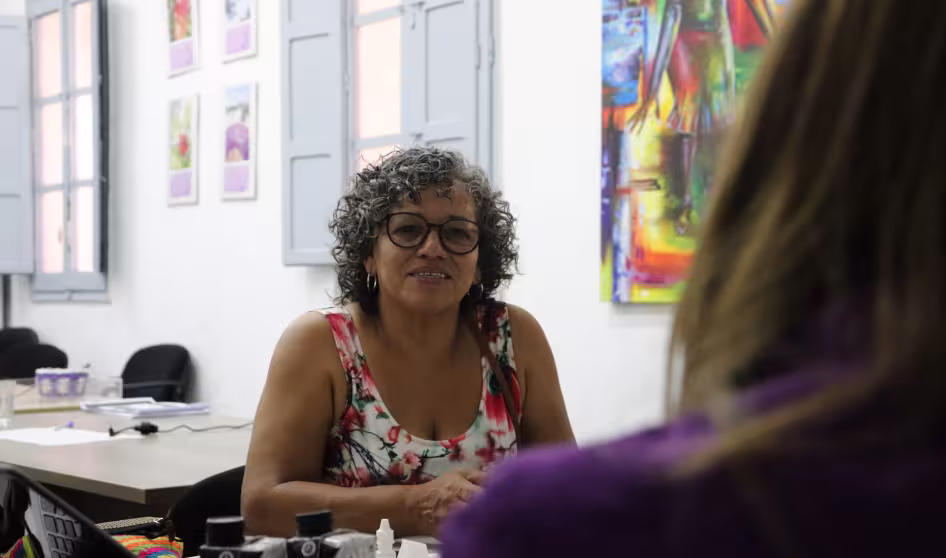 A woman with glasses