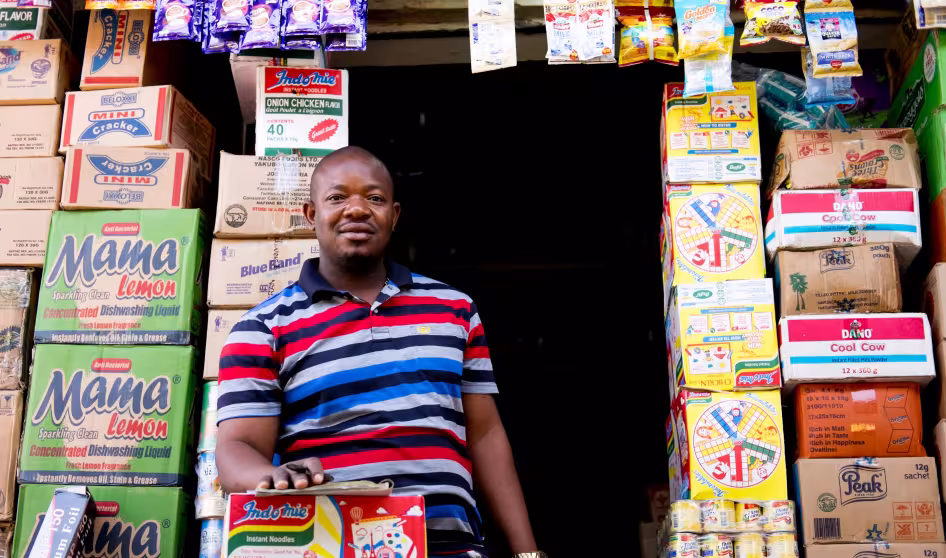 A man selling groceries in Nigeria