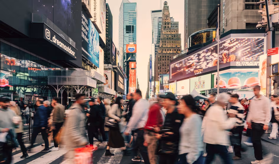 Crowded crosswalk in Times Square