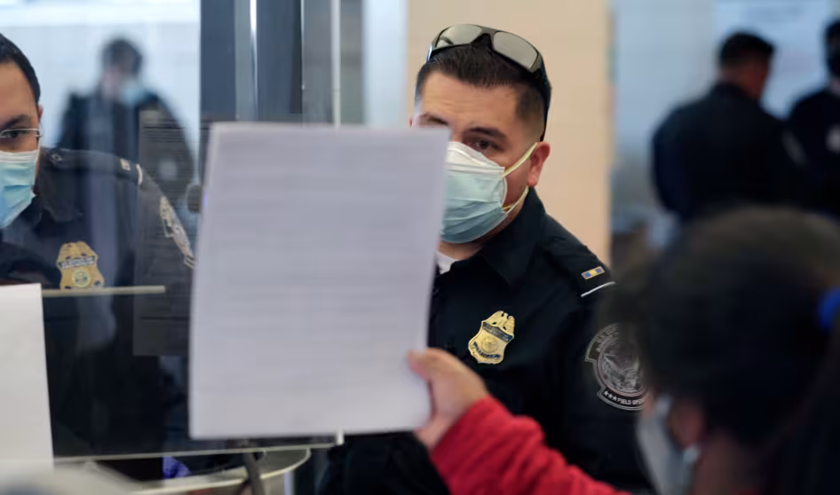 CBP agents process asylum seeker at El Paso, Texas port of entry