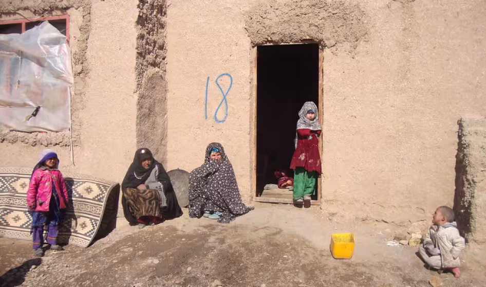 Women and children outside of home in Sohadat, Afghanistan