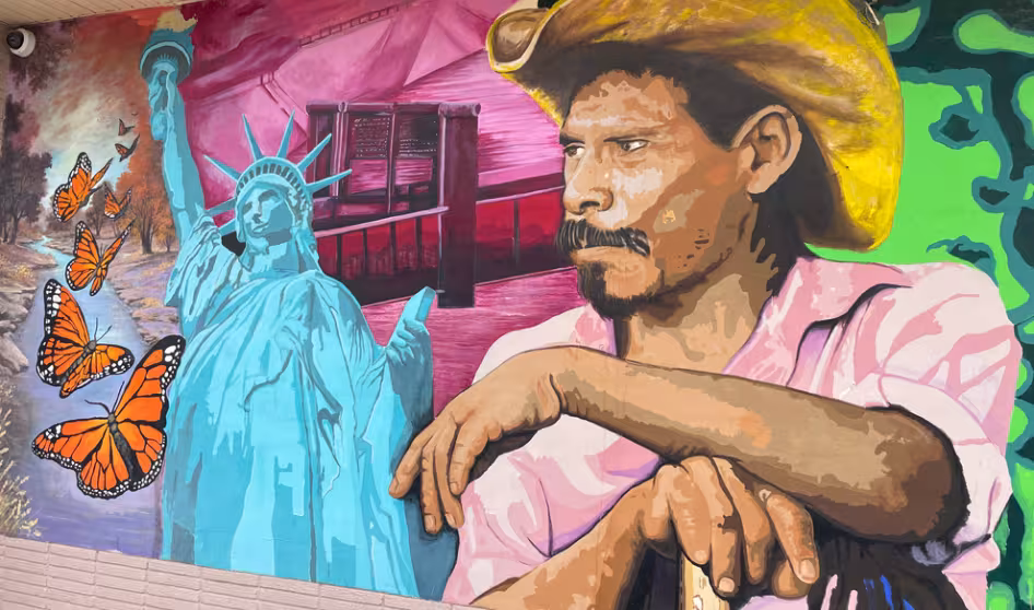 Photo of a mural at Las Americas, a legal assistance nonprofit in El Paso, Texas