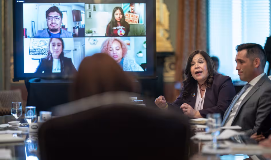 Vice President Kamala Harris participates in a DACA roundtable