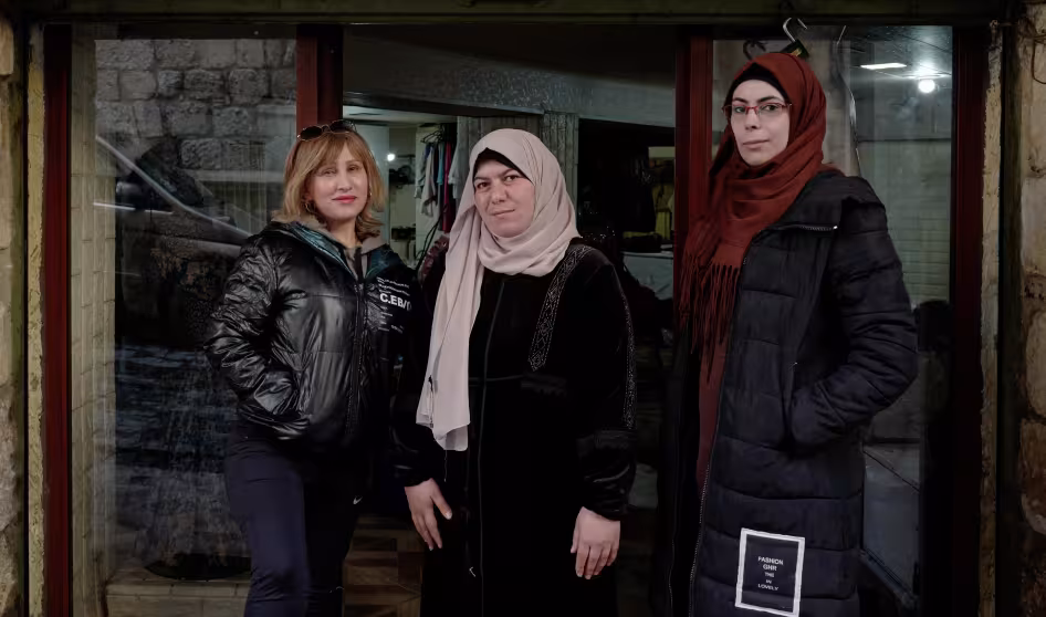 Three Syrian refugee women in Lebanon