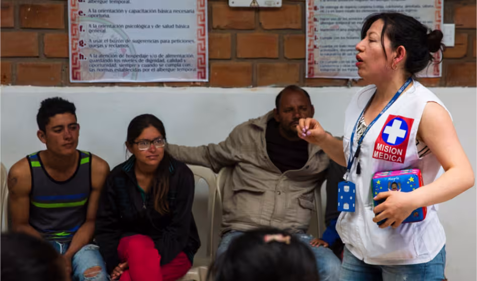 Venezuelans in a refugee shelter