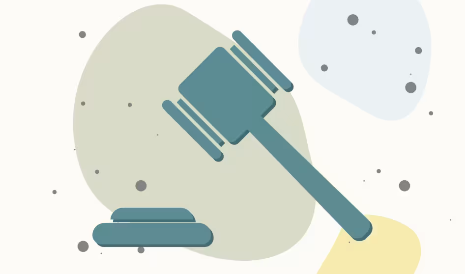 A judge's gavel with multicolor background