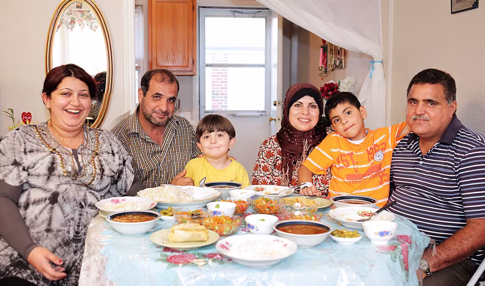 Iraqi family living in the United States after being resettled as refugees