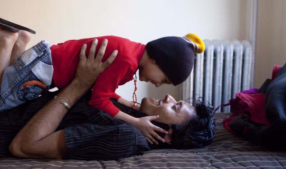 Resettled refugee family