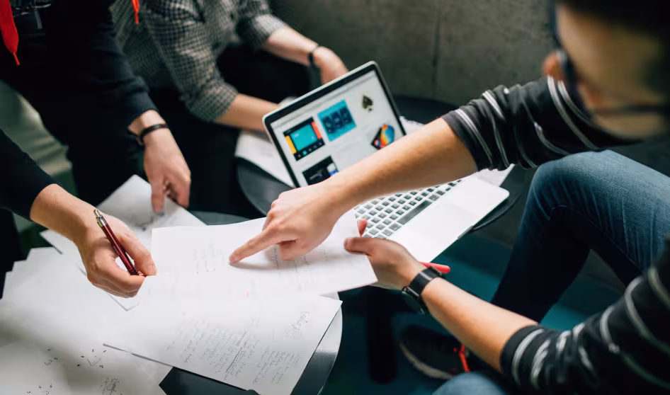 Colleagues working at a business startup