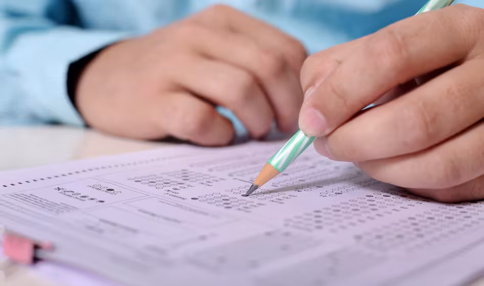 A student taking an exam