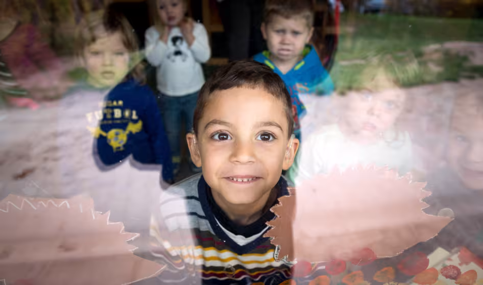 Refugee child in a German kindergarten