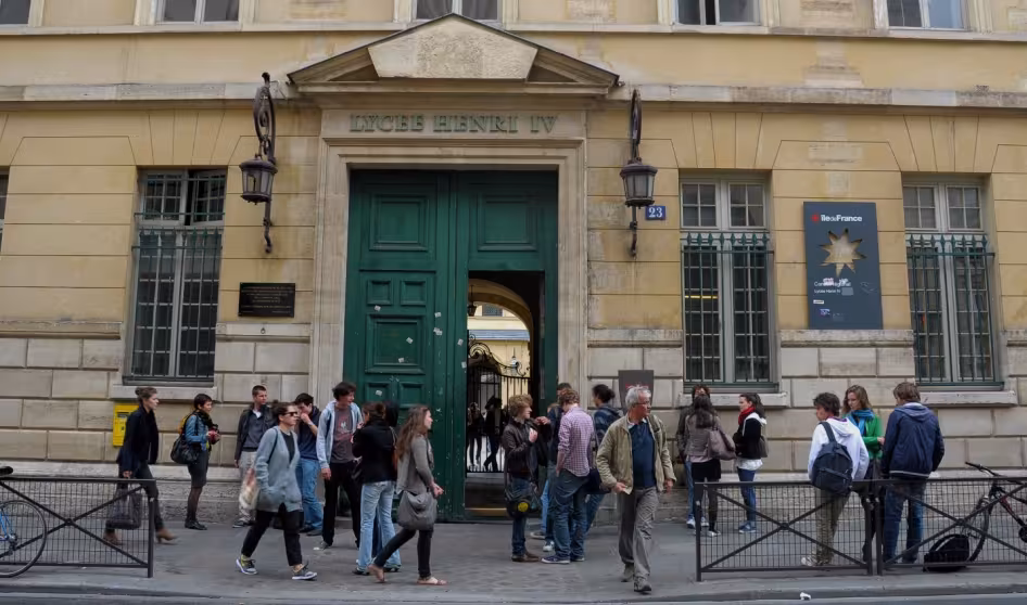 Pupils outside a school in Paris