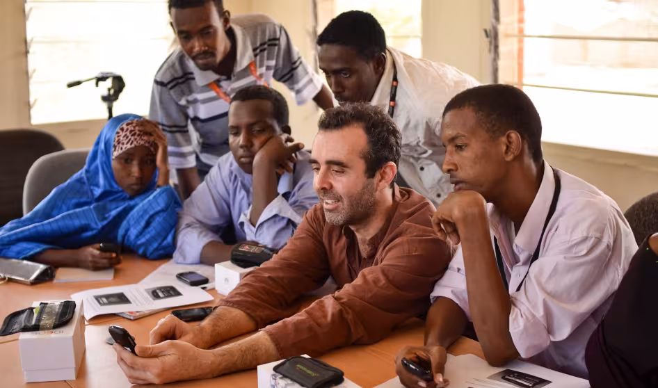 Group training for local enumerators in refugee camps in Dadaab, Kenya.
