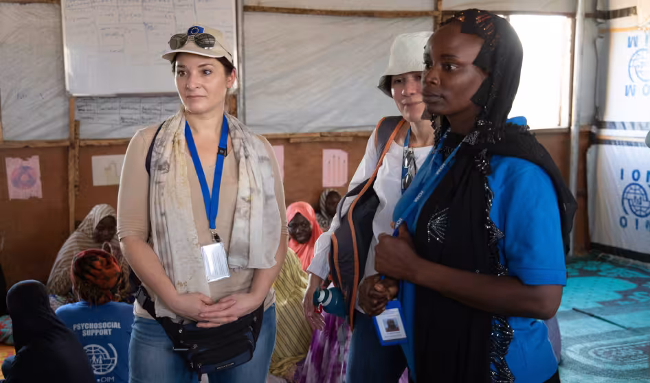 IOM, EU, and other migration professionals on a field visit in Nigeria to talk about AVRR and other topics