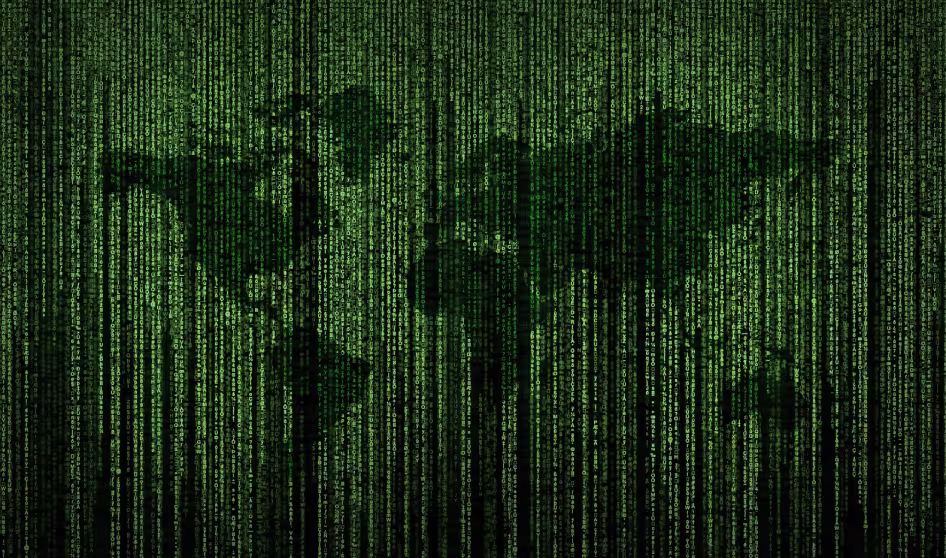code in the shape of the world map