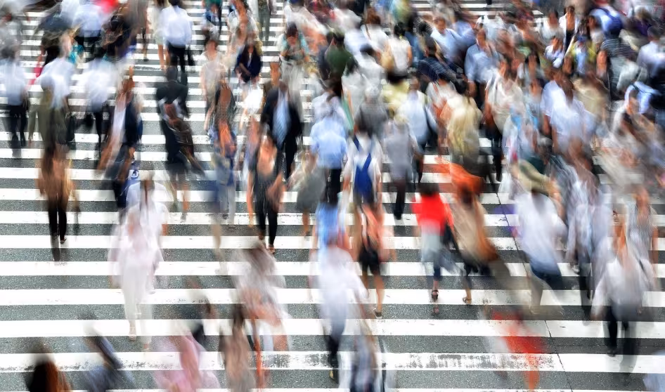 Pedestrians crossing the street