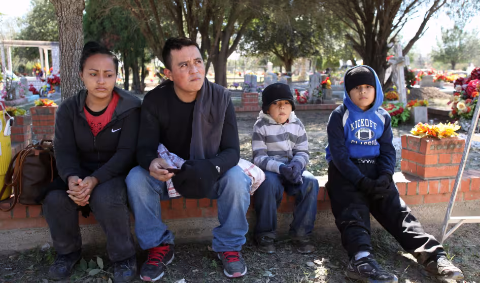 A family of migrants from El Salvador near the U.S.-Mexico border.