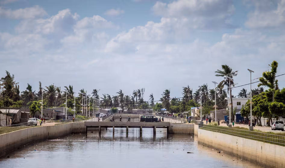 A drainage canal built for flood control in Beira, Mozambique