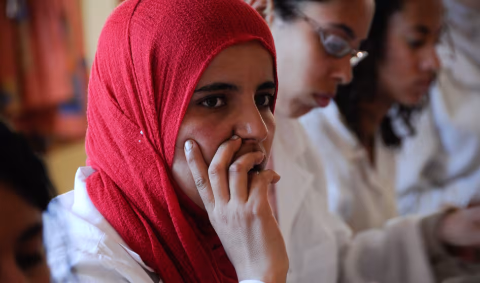 Young women at a vocational education and training center in Morocco
