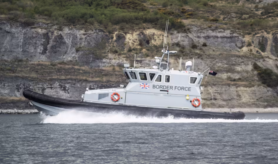A Border Force boat patrols the UK coast.