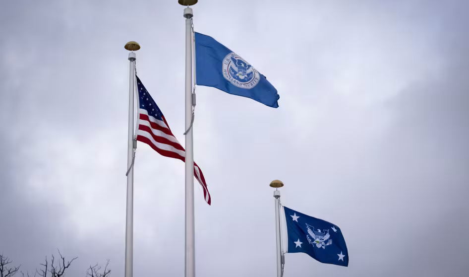 The U.S. and DHS flags