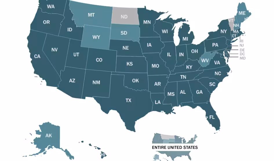 Map of the United States from the MPI Migration Data Hub