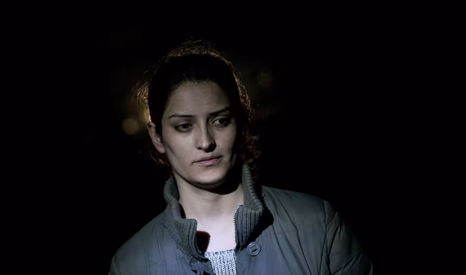 Woman in refugee camp