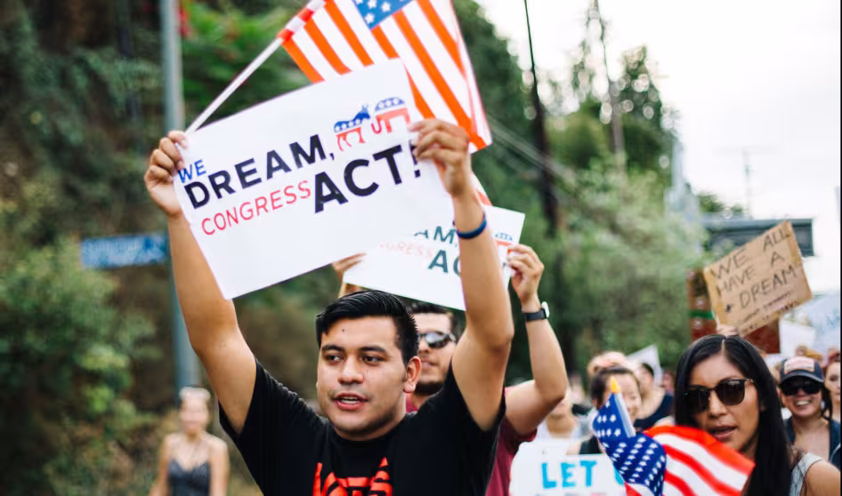 Supporters of the DREAM Act at a September 2017 march in Los Angeles.