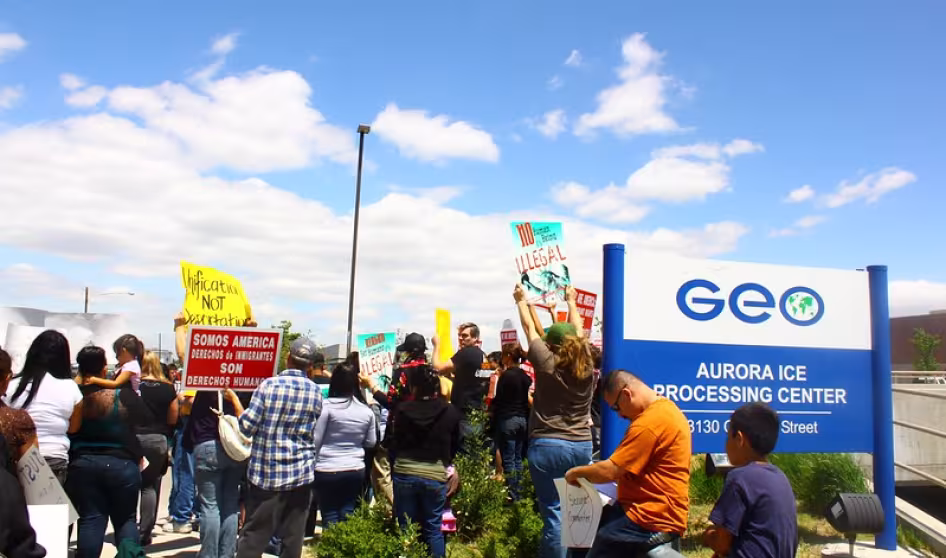 Protesters outside GEO Group detention facility