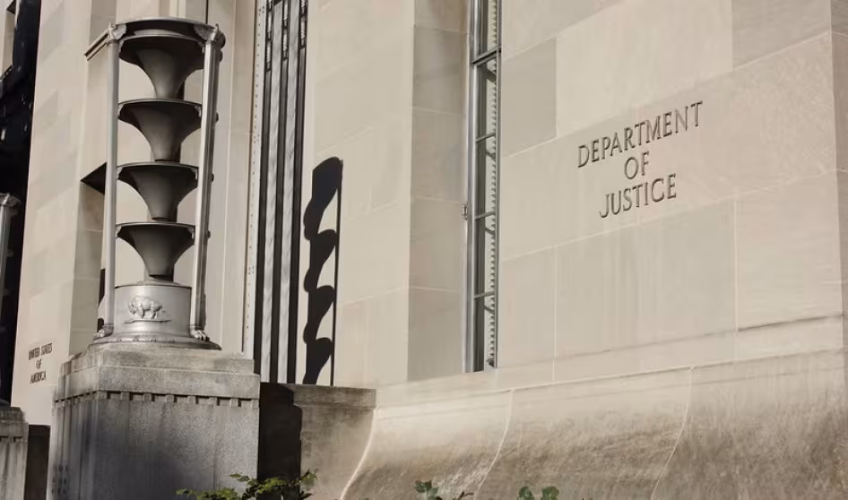 Outside of the Justice Department building