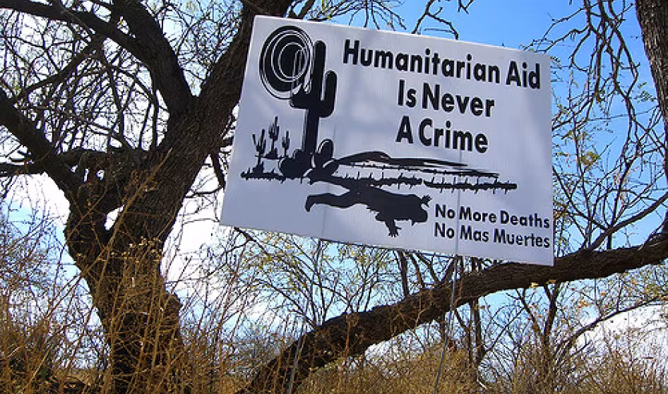 Sign left by No More Deaths activists in Arizona