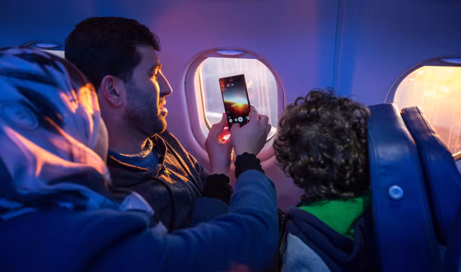 Syrian family on a plane