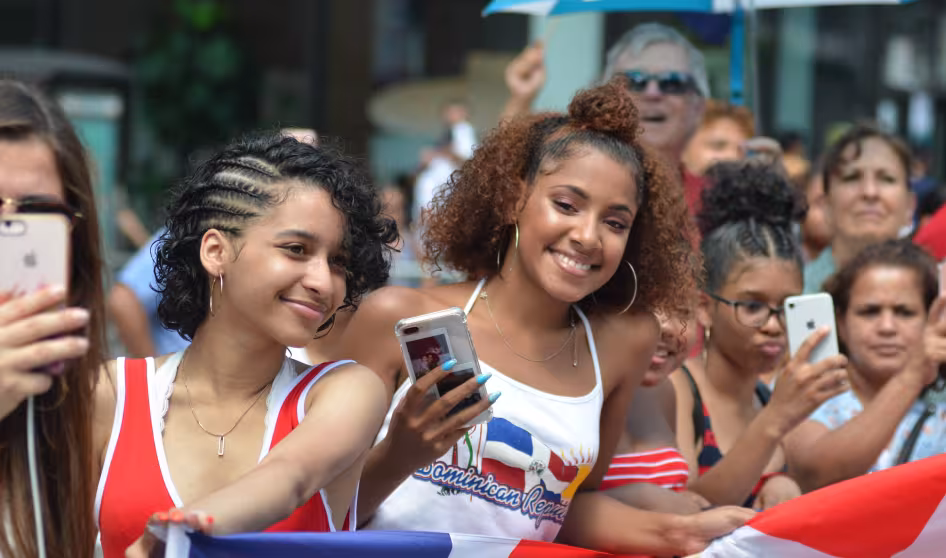 Image of marchers at Dominican Day parade in New York City