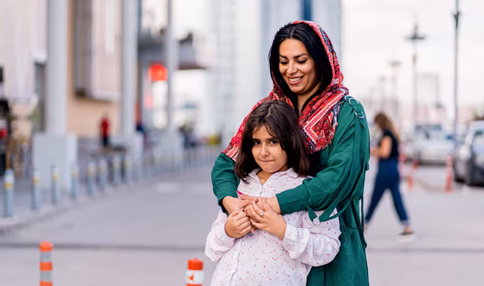Mother and daughter from Middle Eastern background