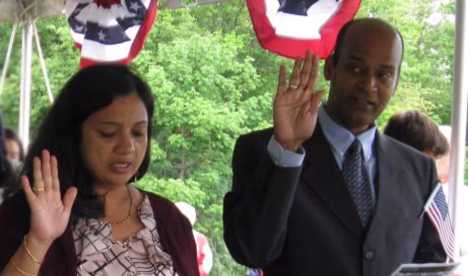 People at an annual July 4 citizenship ceremony