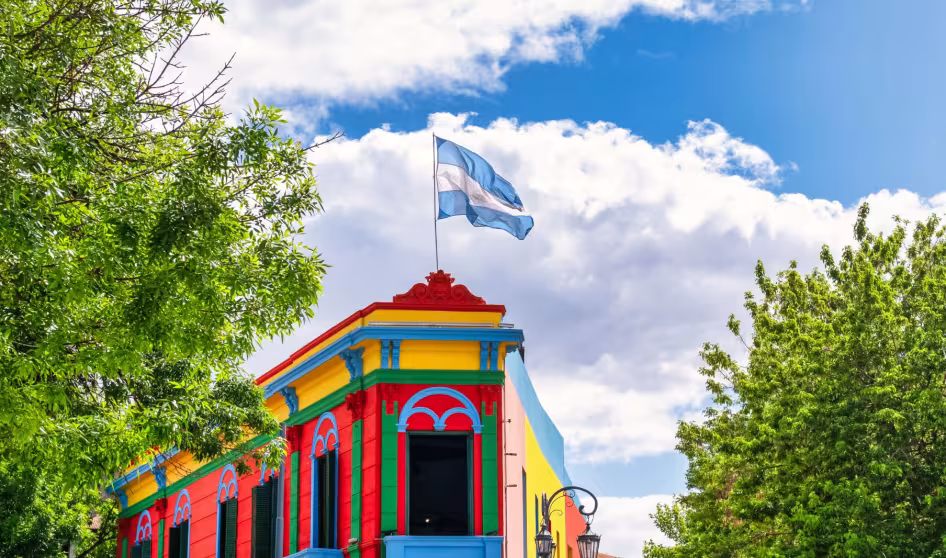 Argentina's flag in the La Boca neighborhood of Buenos Aires.