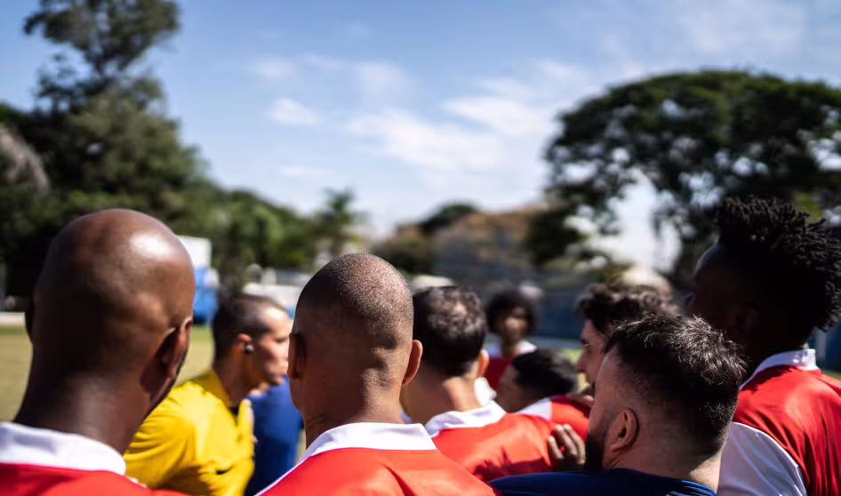 Soccer players during a match.