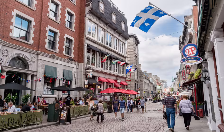 A busy street in Old Montreal