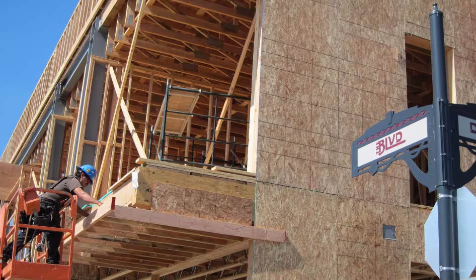 Housing construction site in California. 