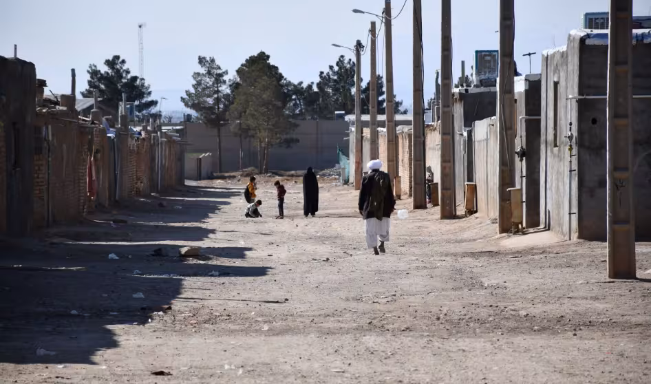 Afghan refugees in Iran's Semnan refugee settlement.