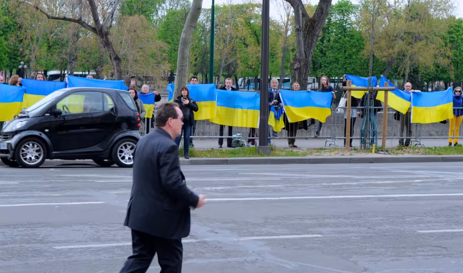 Supporters of Ukraine in Paris.