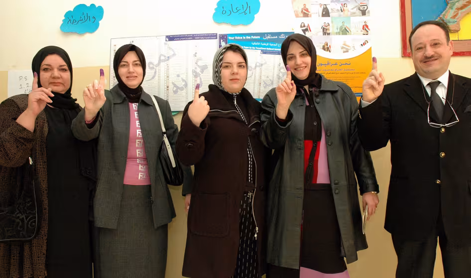 Iraqis voting abroad from Jordan.