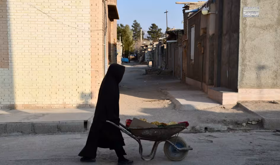 An Afghan woman in the Semnan refugee settlement in Iran.
