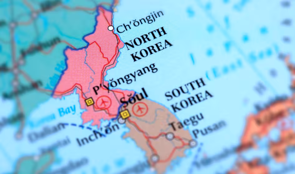 Map of North and South Korea