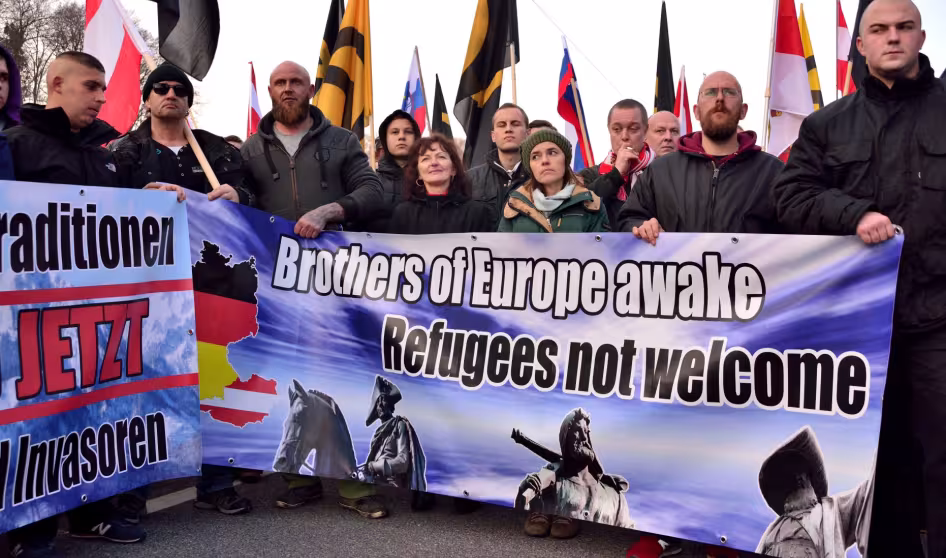 Anti-refugee activists in Austria.