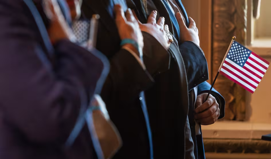 A naturalization ceremony at the White House.