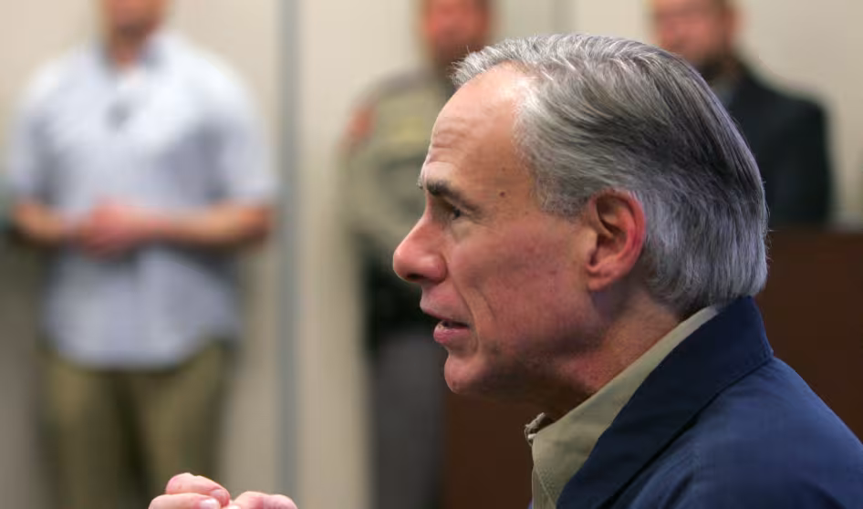 Texas Governor Greg Abbott speaks before a briefing on border security.