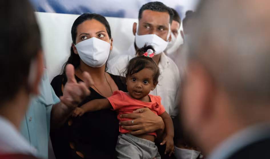 Venezuelan migrants at a reception center in Brazil.