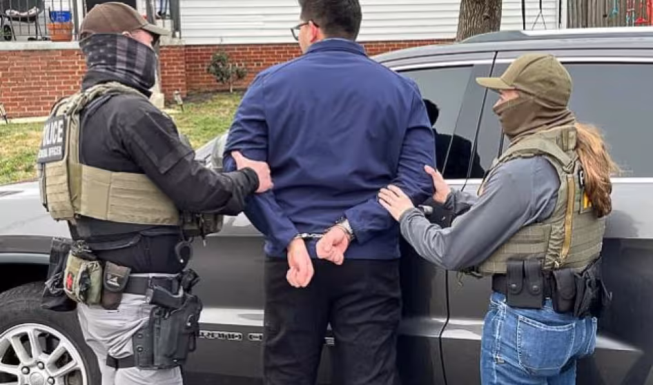 Authorities making an immigration arrest in Virginia. 